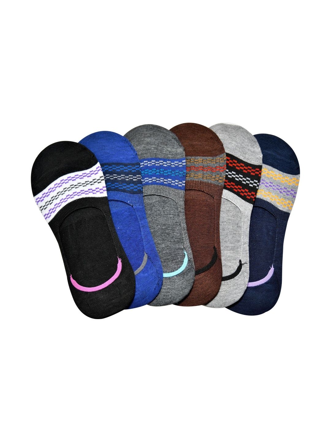 GARUN Men Pack of 6 Cotton Patterned Shoe Liners Socks
