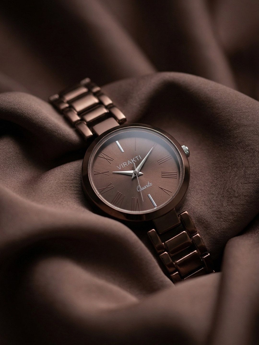 VIRAKTI Women Brass Dial & Bracelet Style Straps Analogue Watch SAT-08-BROWN-V-01 VIR