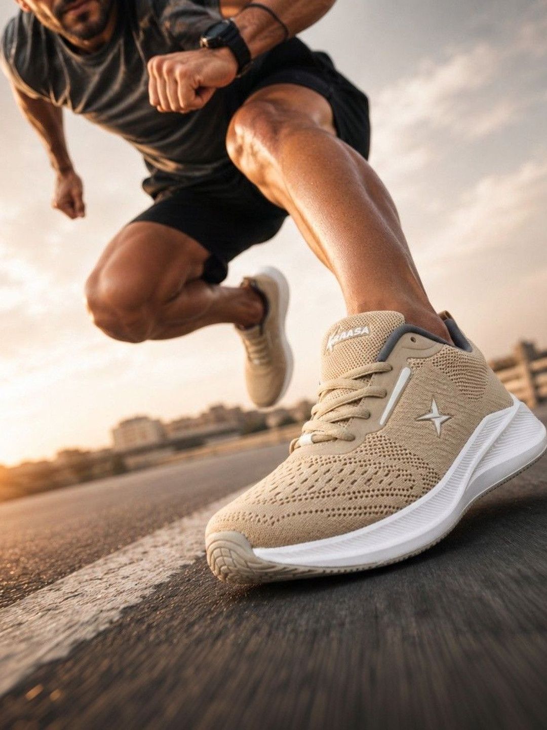 KRAASA Men Textile Running Non-Marking Shoes
