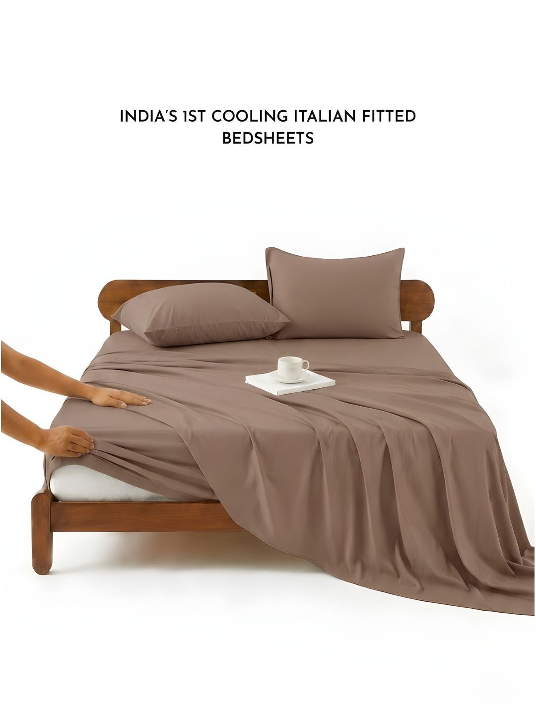 Zarf Zarf Brown 350 TC King Bedsheet with 2 Pillow Covers
