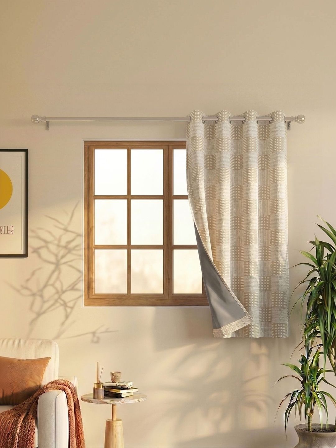 Saral Home Beige Black Out Curtains and Sheers