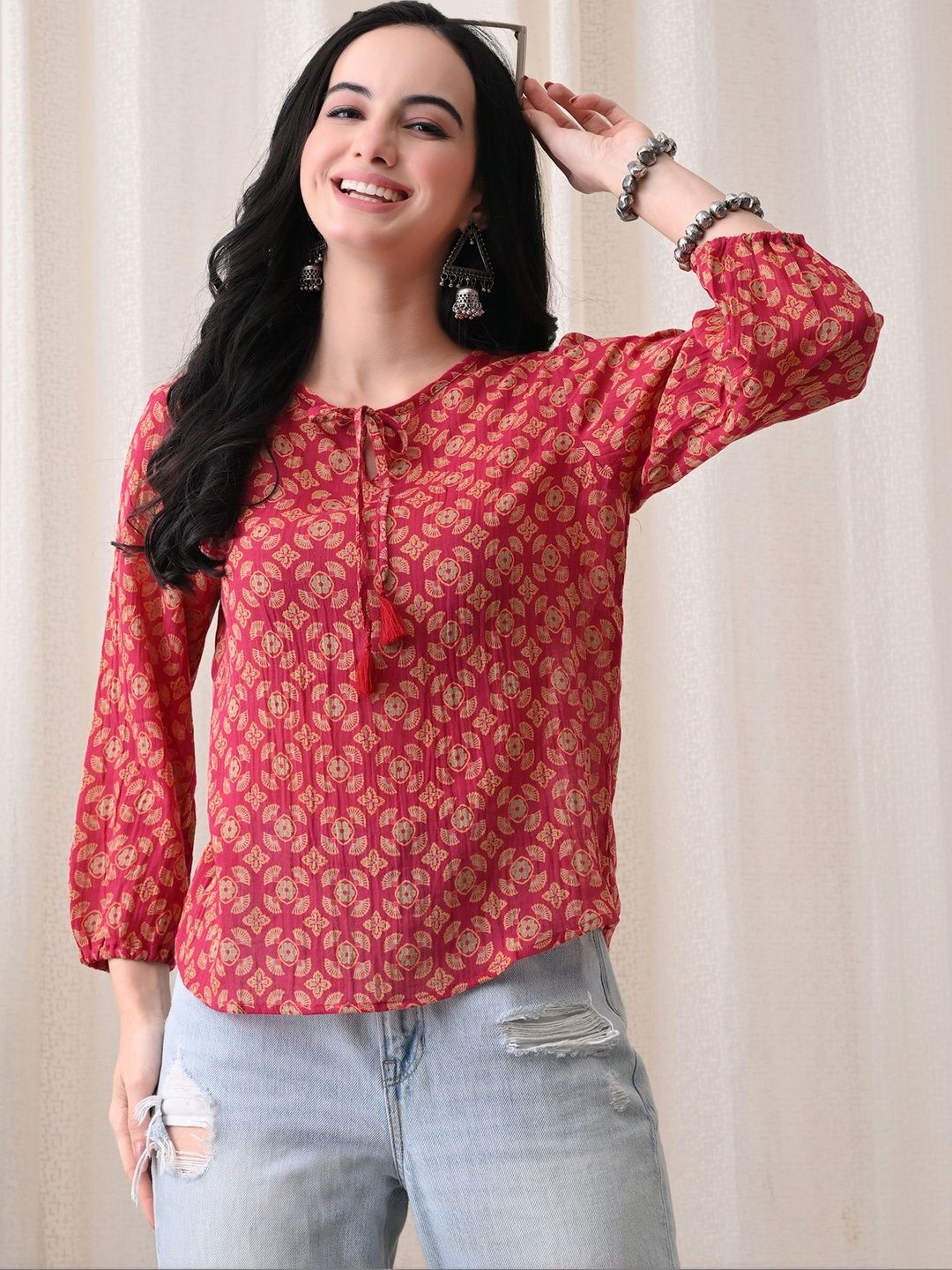 Anouk Ethnic Motifs Printed Pure Cotton Blend Kurti