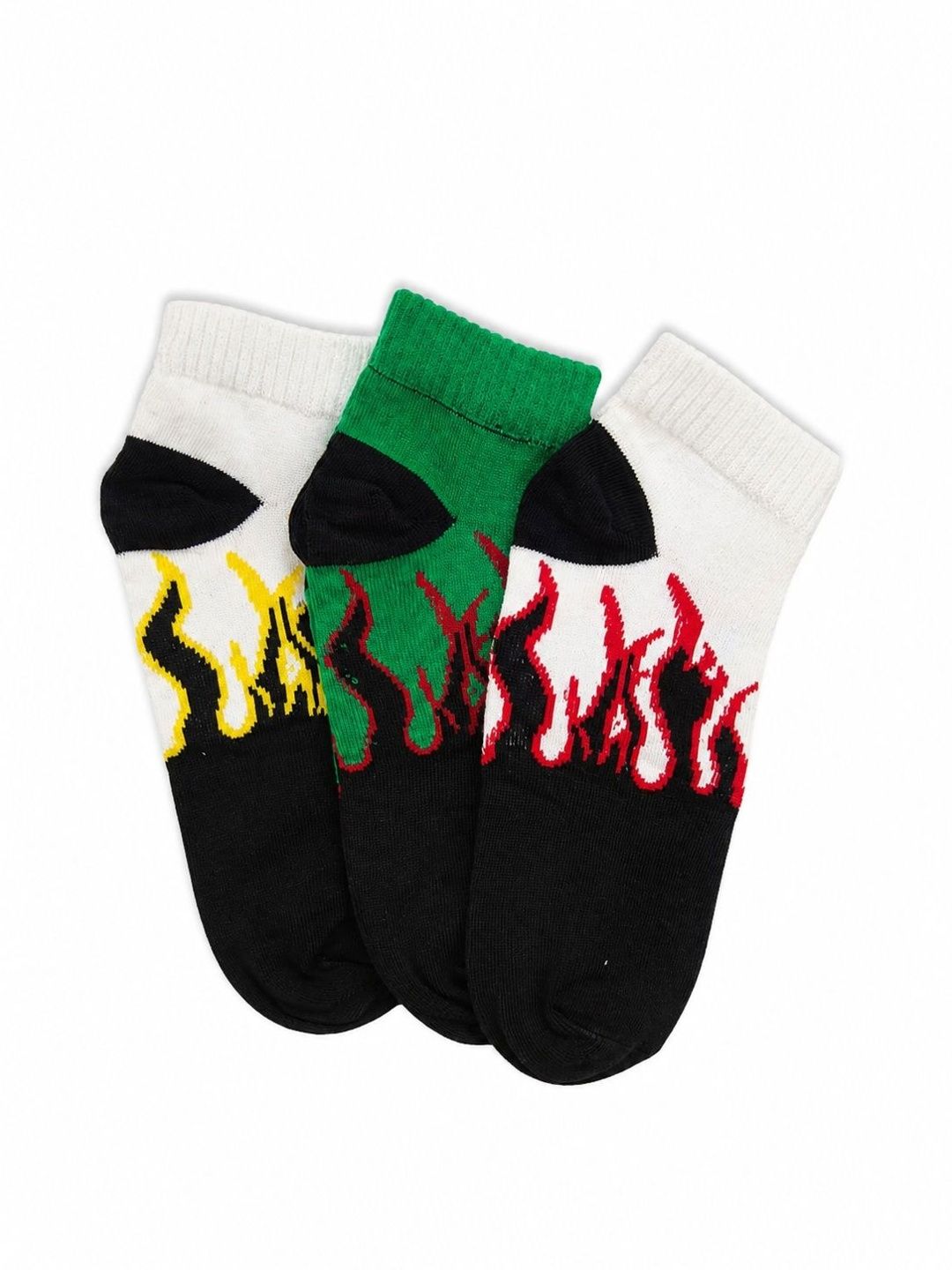 BEAR&BEYOND Men Pack of 3 Cotton Patterned Above Ankle Socks
