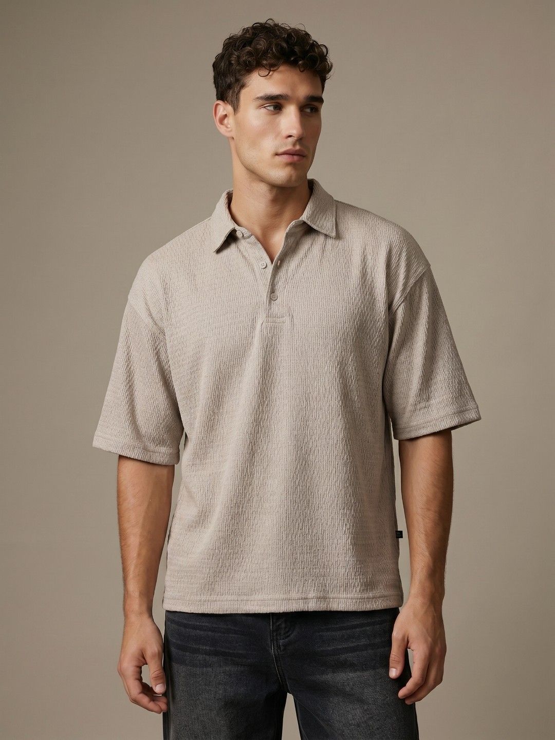 glitchez Men Polo Collar Oversized Fit T-shirt