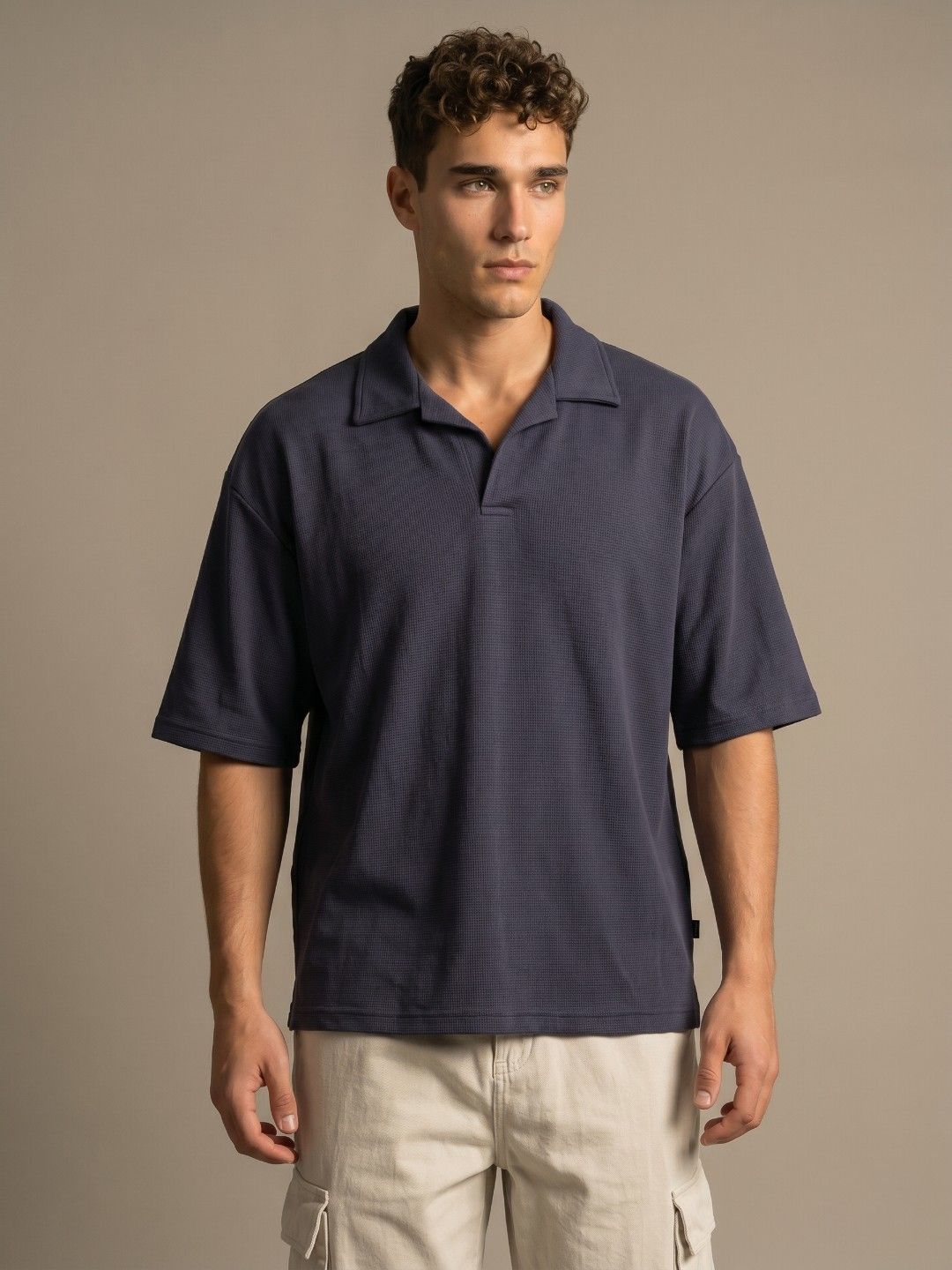 glitchez Polo Collar Oversized Fit T-shirt
