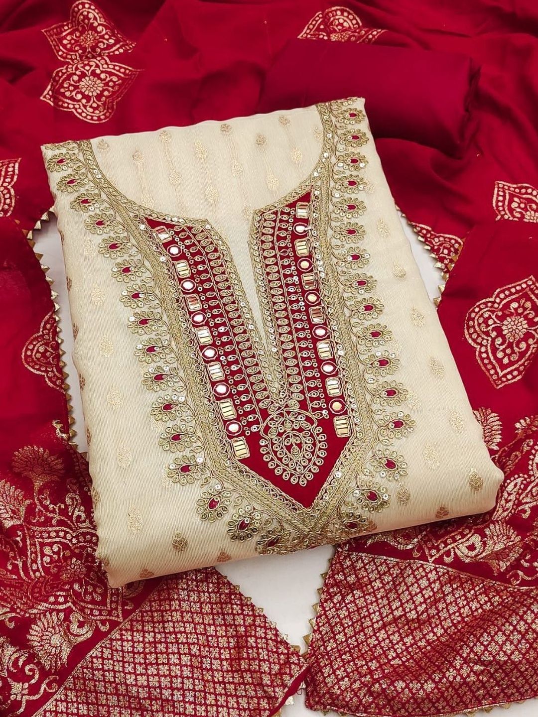 Rangtulika Ethnics Embroidered Unstitched Dress Material