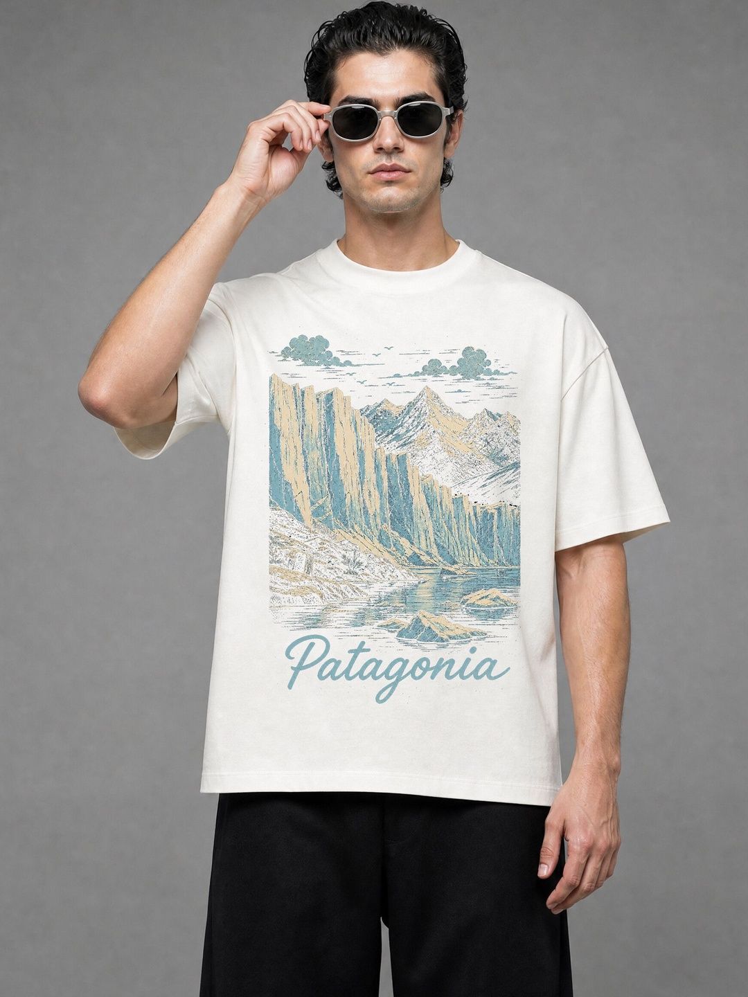 FARDA Unisex Printed Drop-Shoulder Sleeves T-shirt