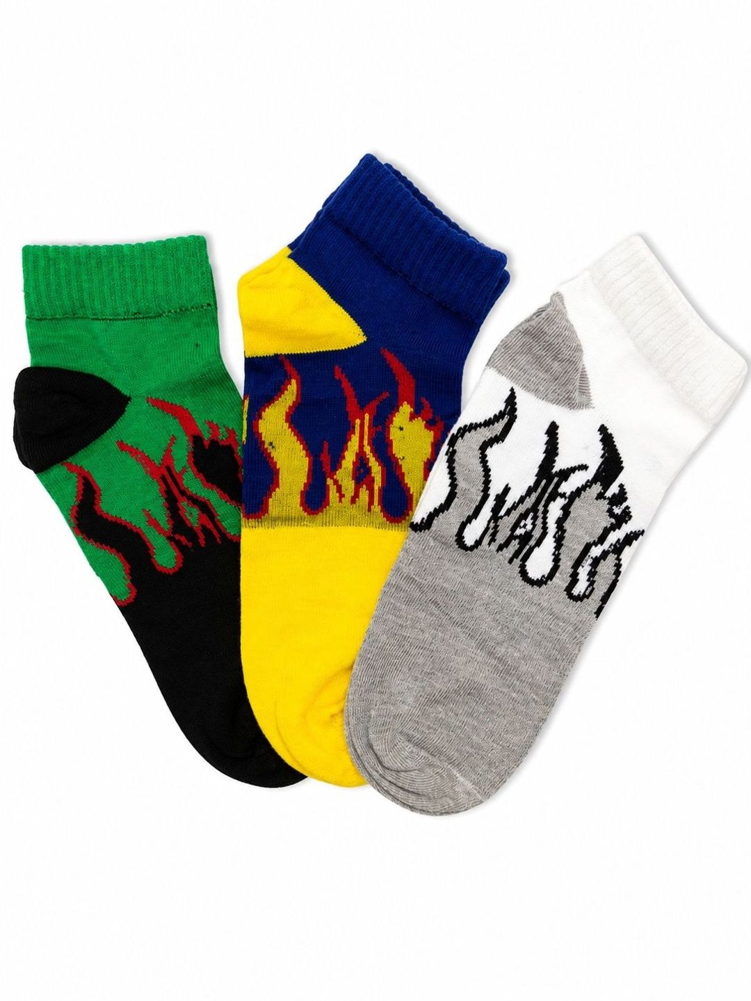 BEAR&BEYOND Men Pack of 3 Cotton Patterned Ankle Length Socks