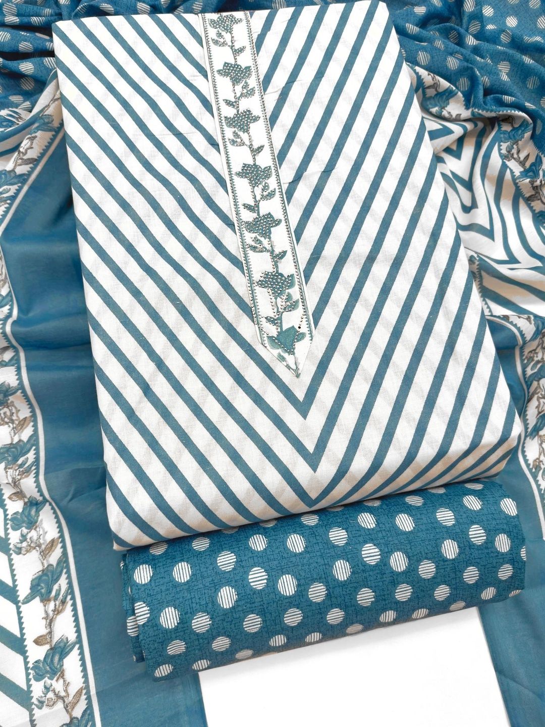 CLEMIRA Printed Pure Cotton Unstitched Dress Material