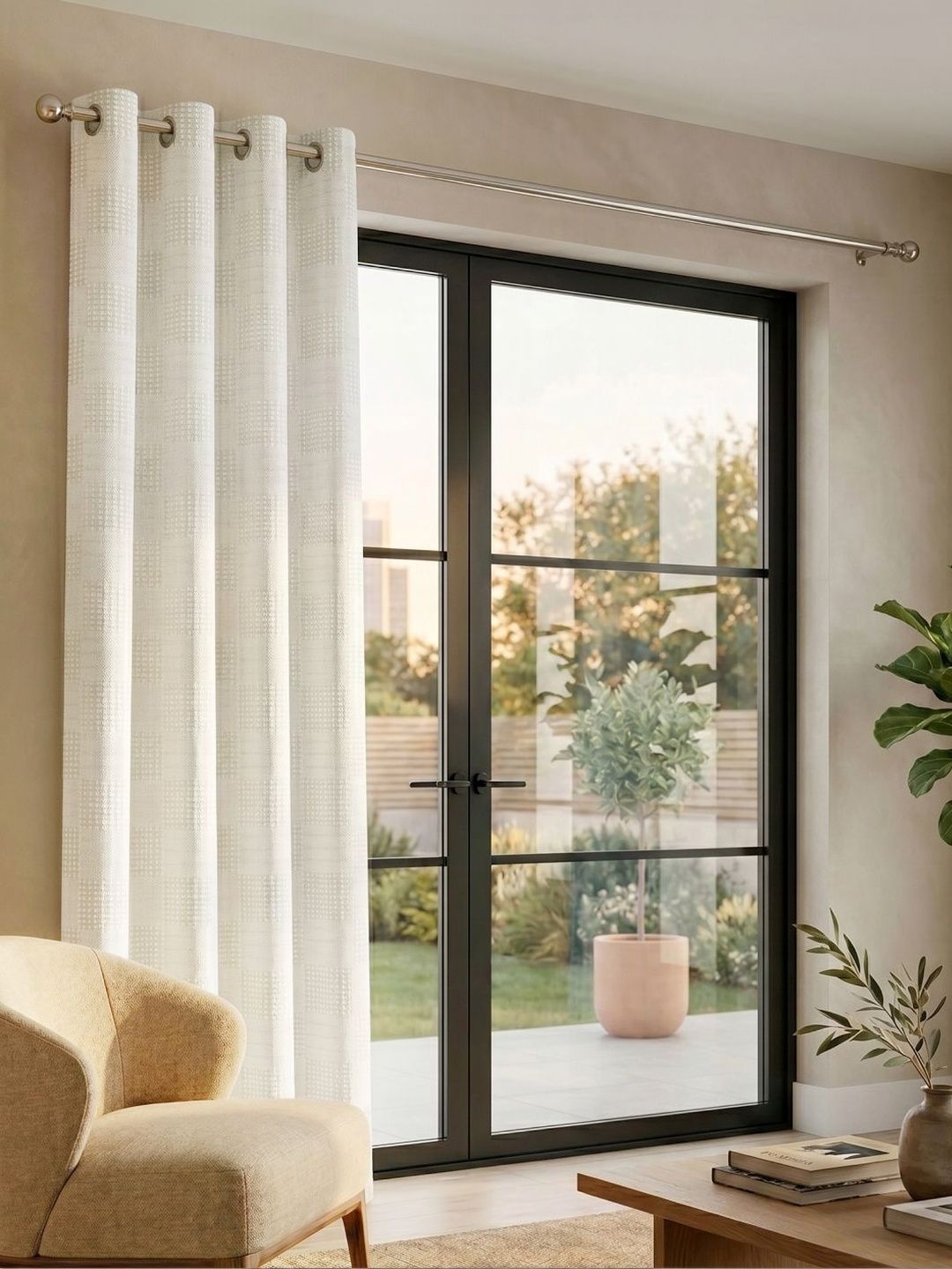 Saral Home White Room Darkening Curtains and Sheers