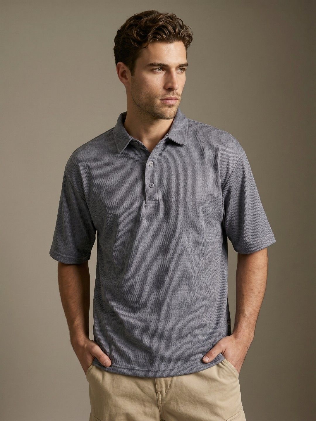 glitchez Men Polo Collar Oversized Fit  T-shirt
