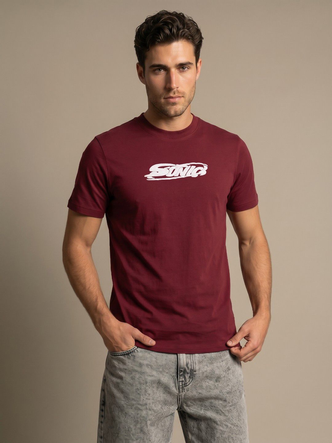 glitchez Regular Fit Typography T-shirt