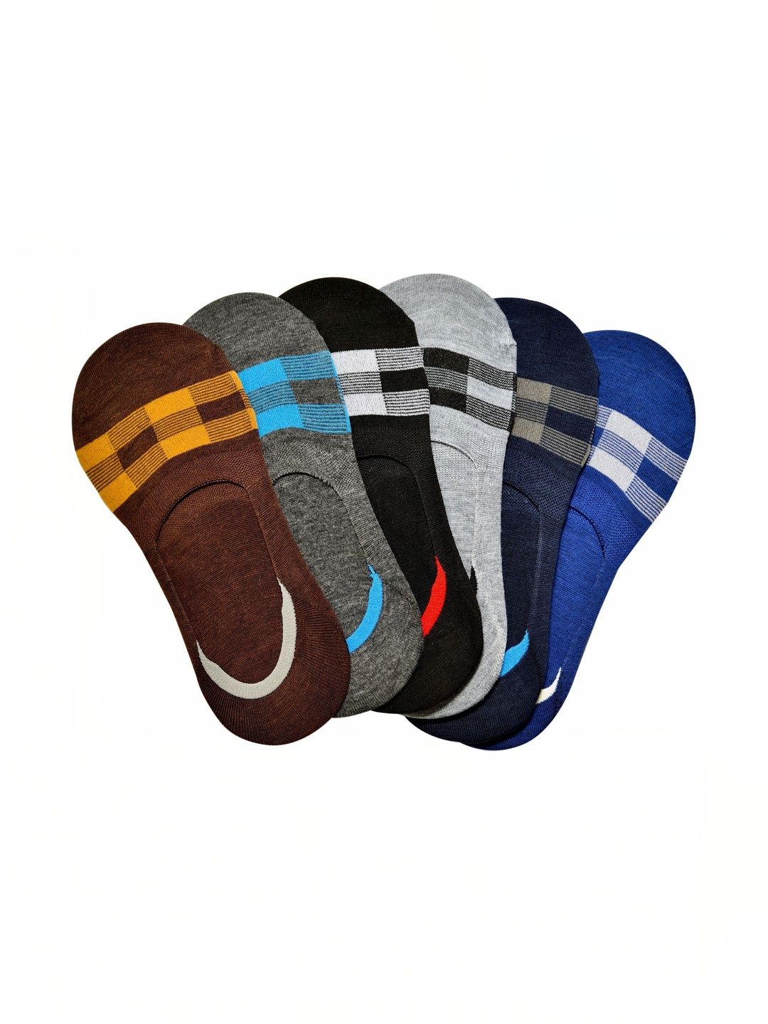 GARUN Men Pack of 6 Cotton Patterned Shoe Liners Socks