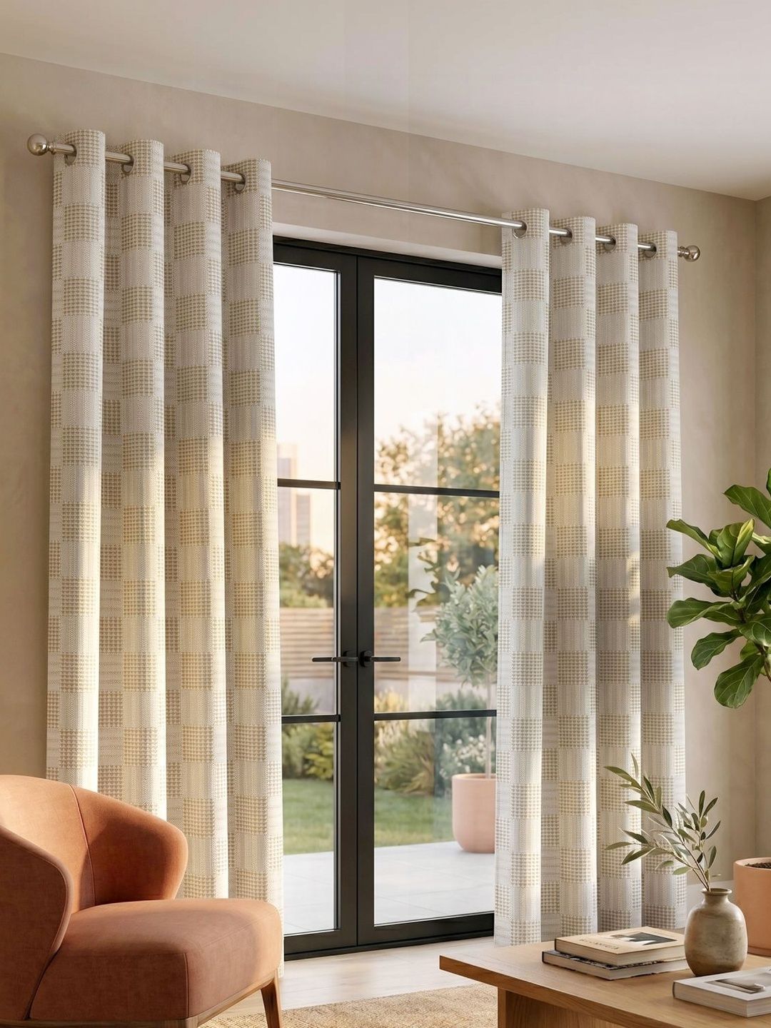 Saral Home Saral Home Beige Set of 2 Room Darkening Curtains and Sheers