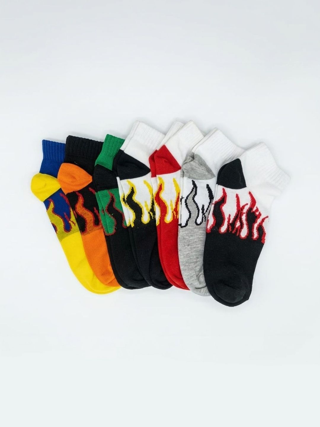 BEAR&BEYOND Men Pack of 7 Cotton Patterned Ankle Length Socks