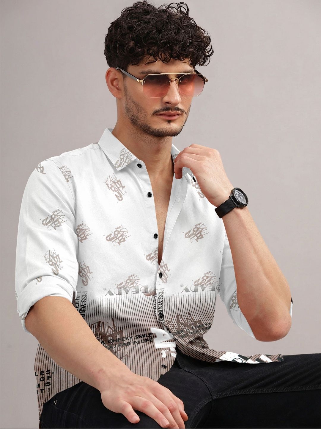 DWELLER COOPER Men Printed Cotton  Casual Shirt