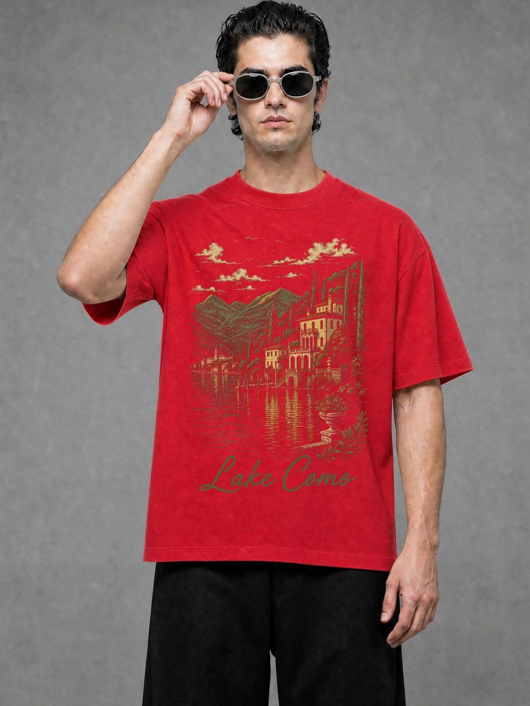 FARDA Unisex Printed Drop-Shoulder Sleeves T-shirt