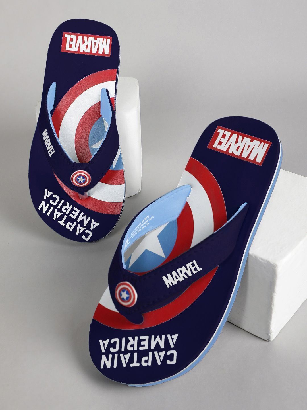 Kids Ville Boys Captain America Printed Thong Flip-Flops