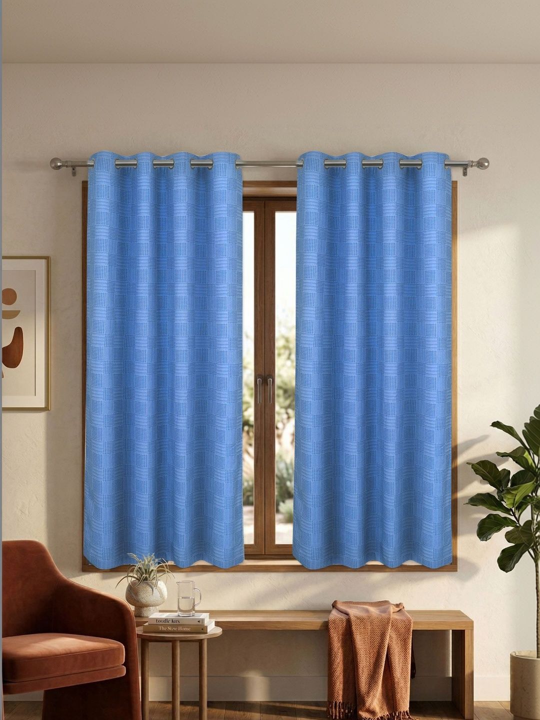 Saral Home Saral Home Blue Set of 2 Room Darkening Curtains and Sheers