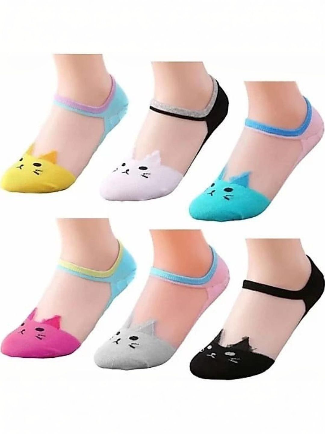 GARUN Unisex Pack of 6 Cotton Patterned Shoe Liners Socks