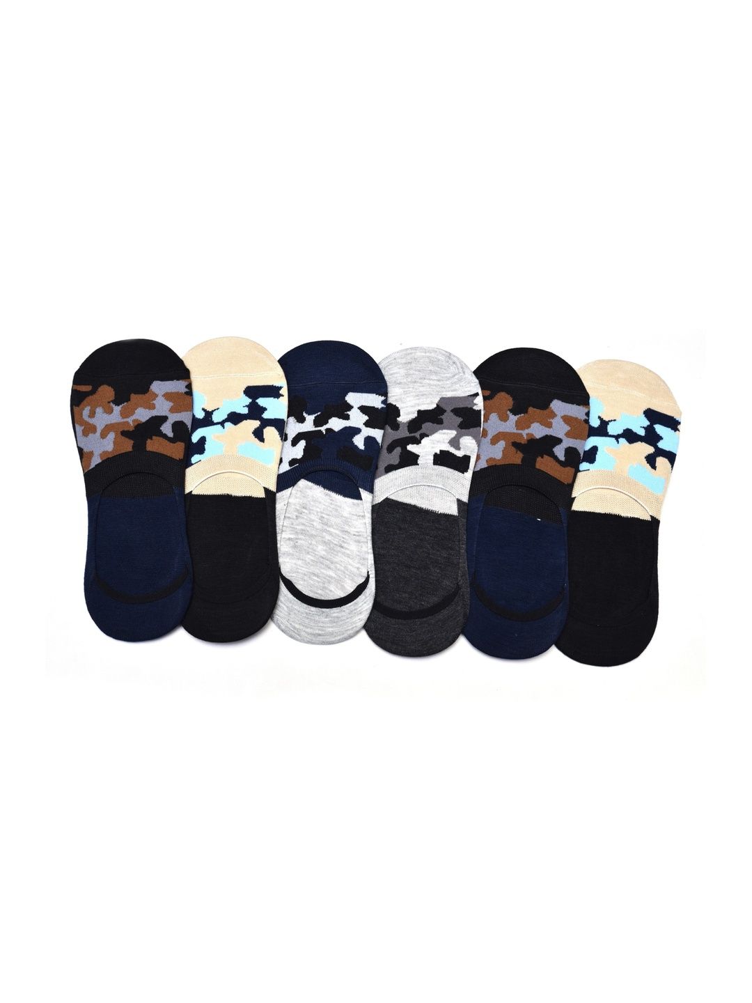 GARUN Men Pack of 6 Cotton Patterned Shoe Liners Socks