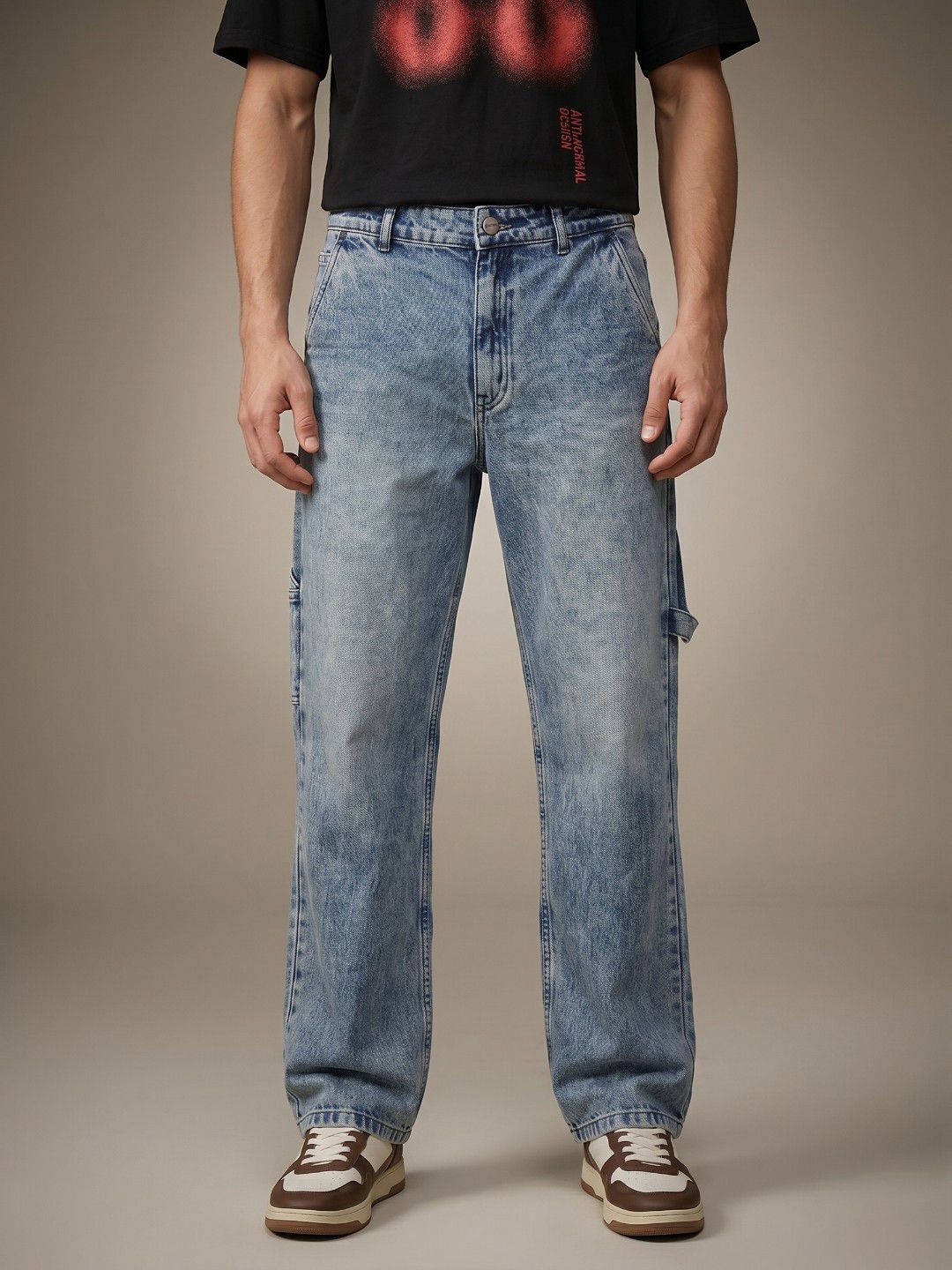glitchez Men Straight Fit Heavy Fade Jeans