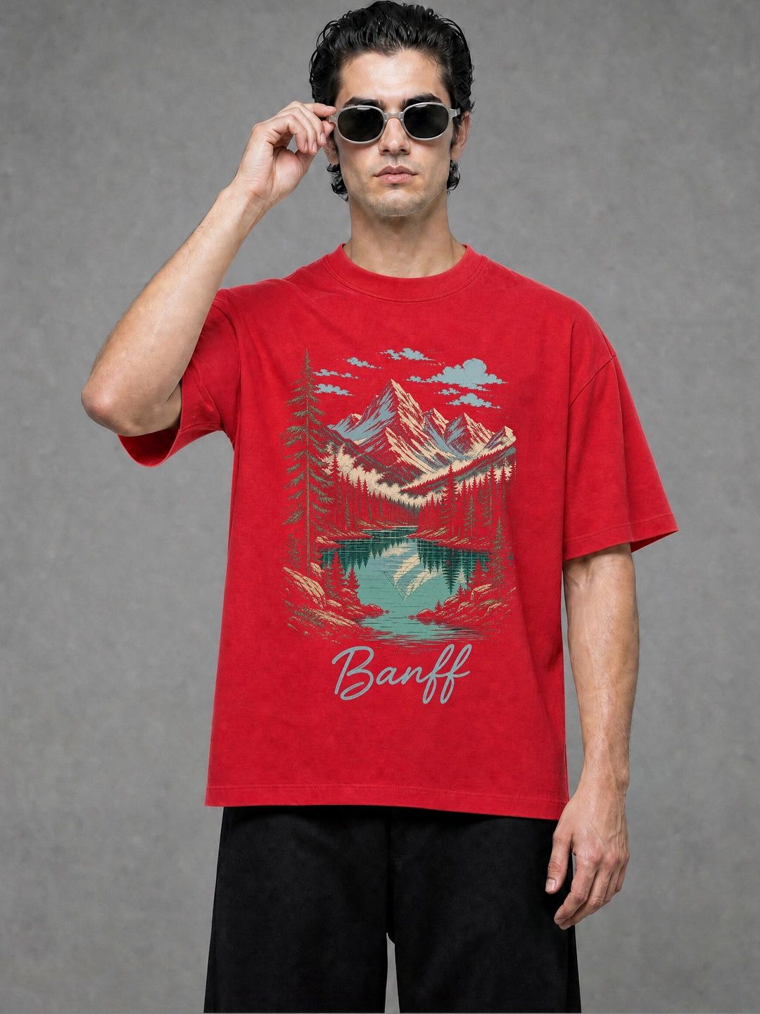 FARDA Unisex Printed Drop-Shoulder Sleeves T-shirt