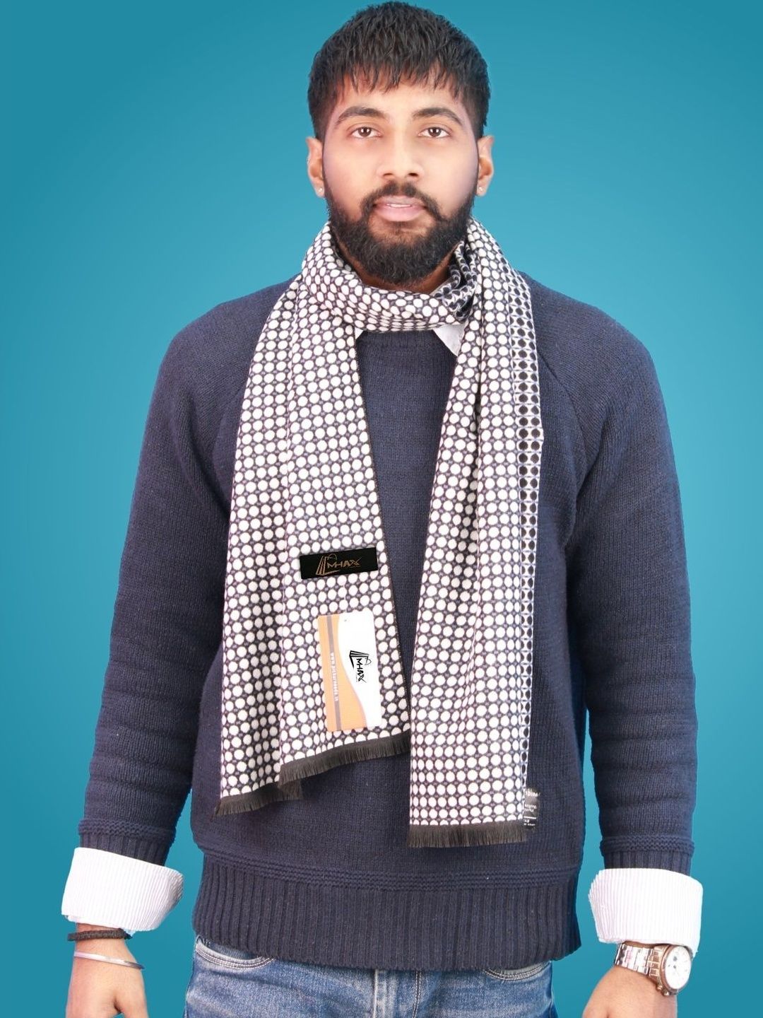 MHAX Men Patterned Merino Wool Mufflers