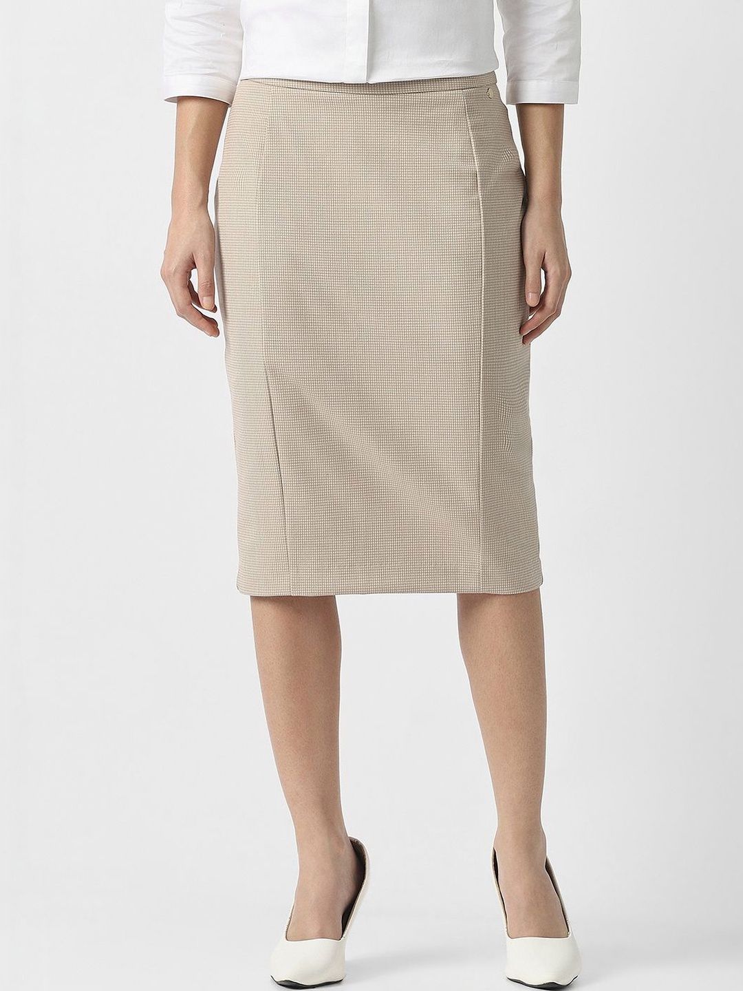 Van Heusen Woman Van Heusen Woman Women Self Design Knee Length Pencil Skirt