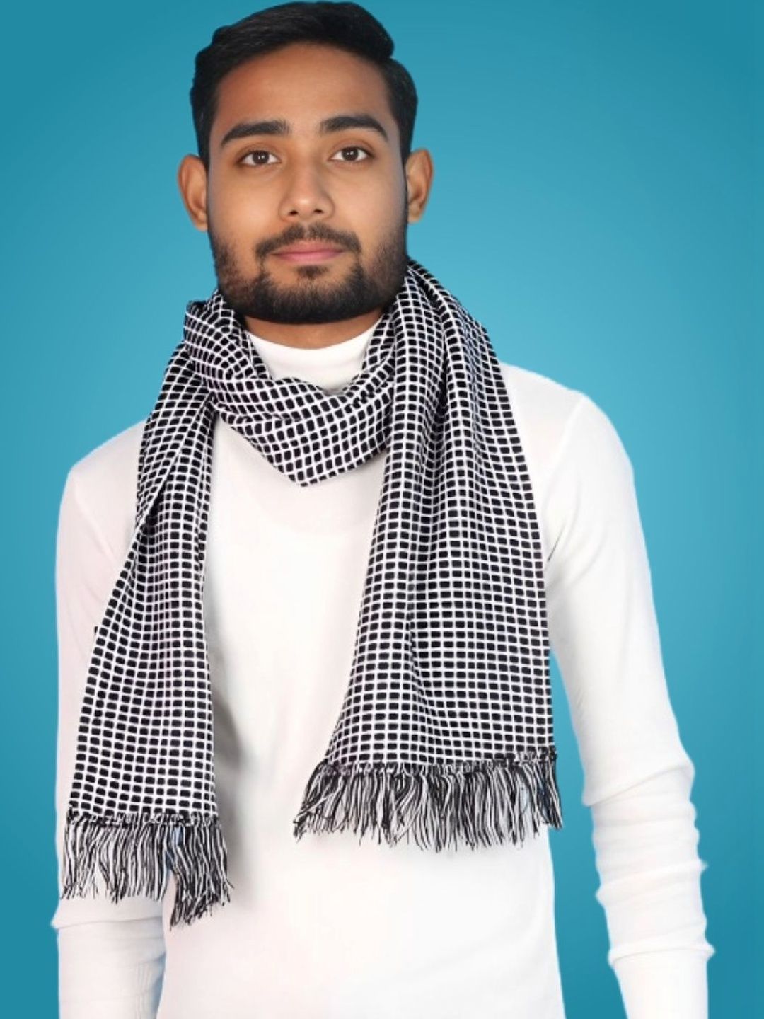 MHAX Men Checked Merino Wool Mufflers