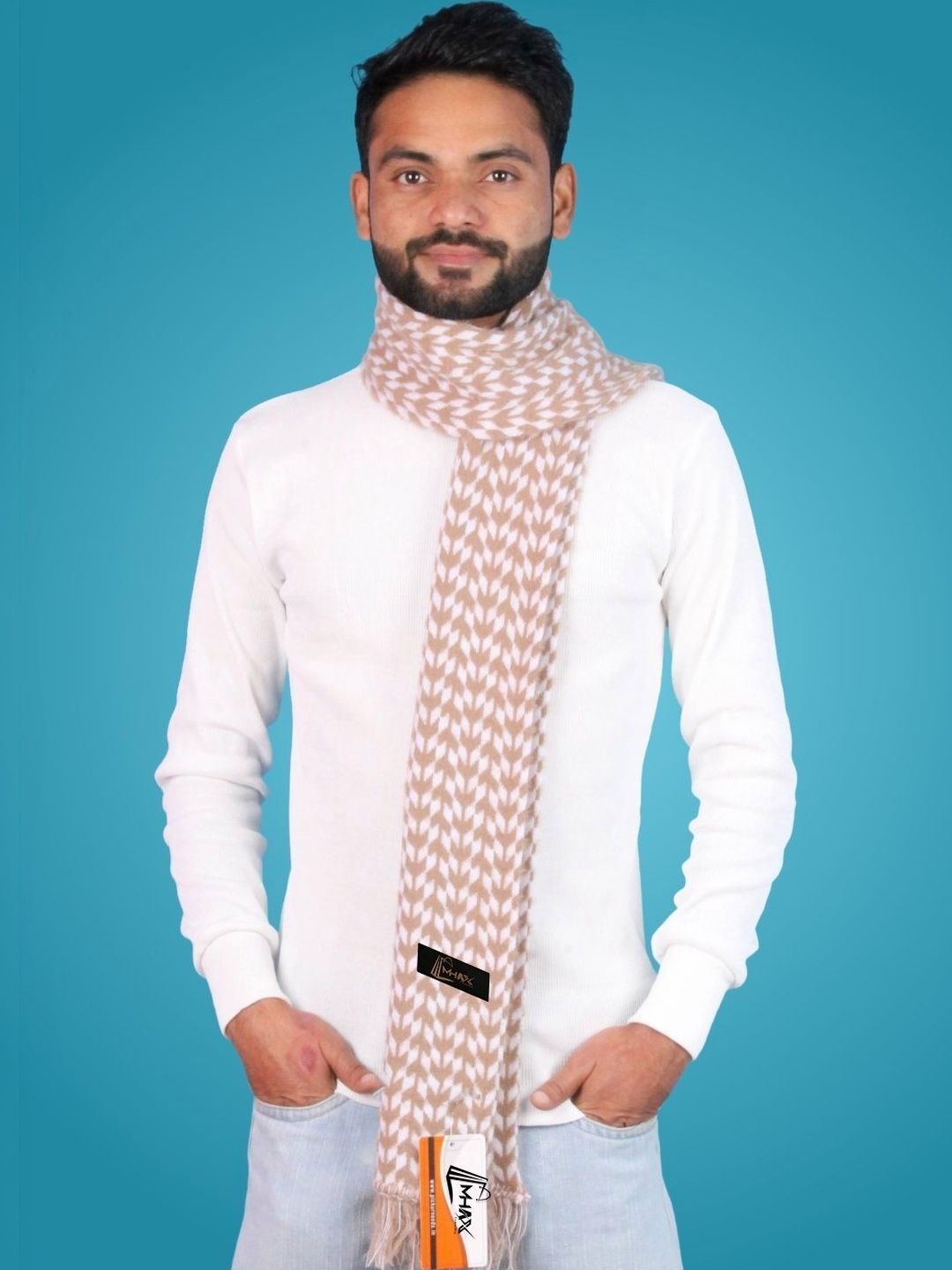 MHAX Men Patterned Merino Wool Mufflers