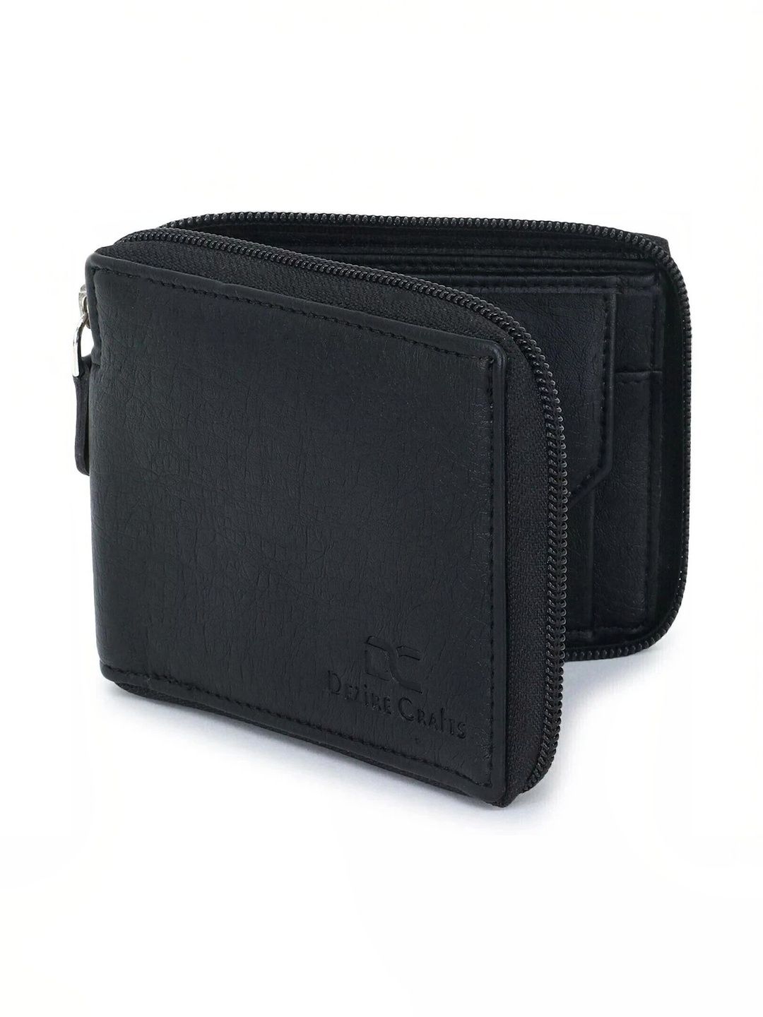 ARFA Men Textured Leather Zip Around Wallet