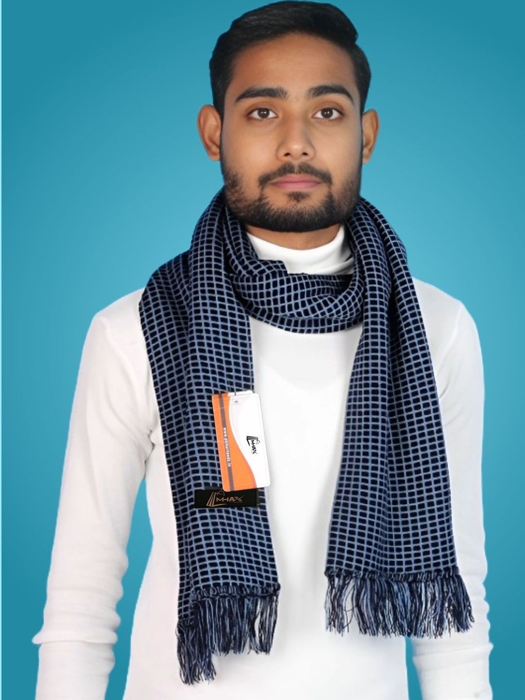 MHAX Men Checked Merino Wool Mufflers
