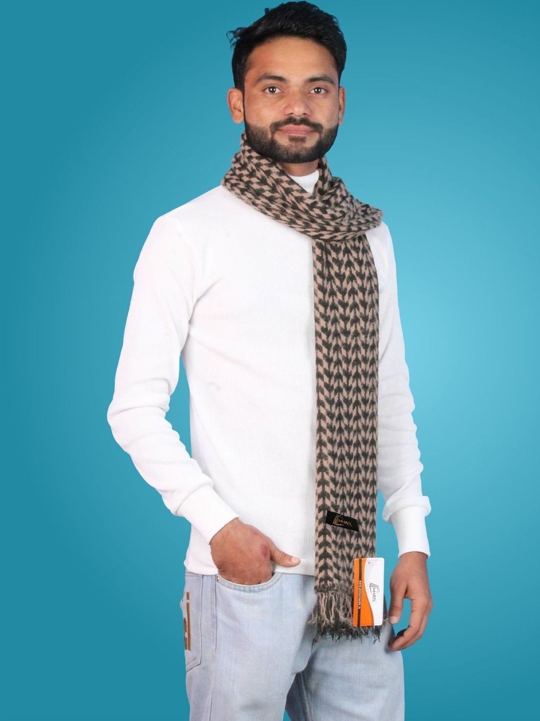MHAX Men Patterned Merino Wool Mufflers