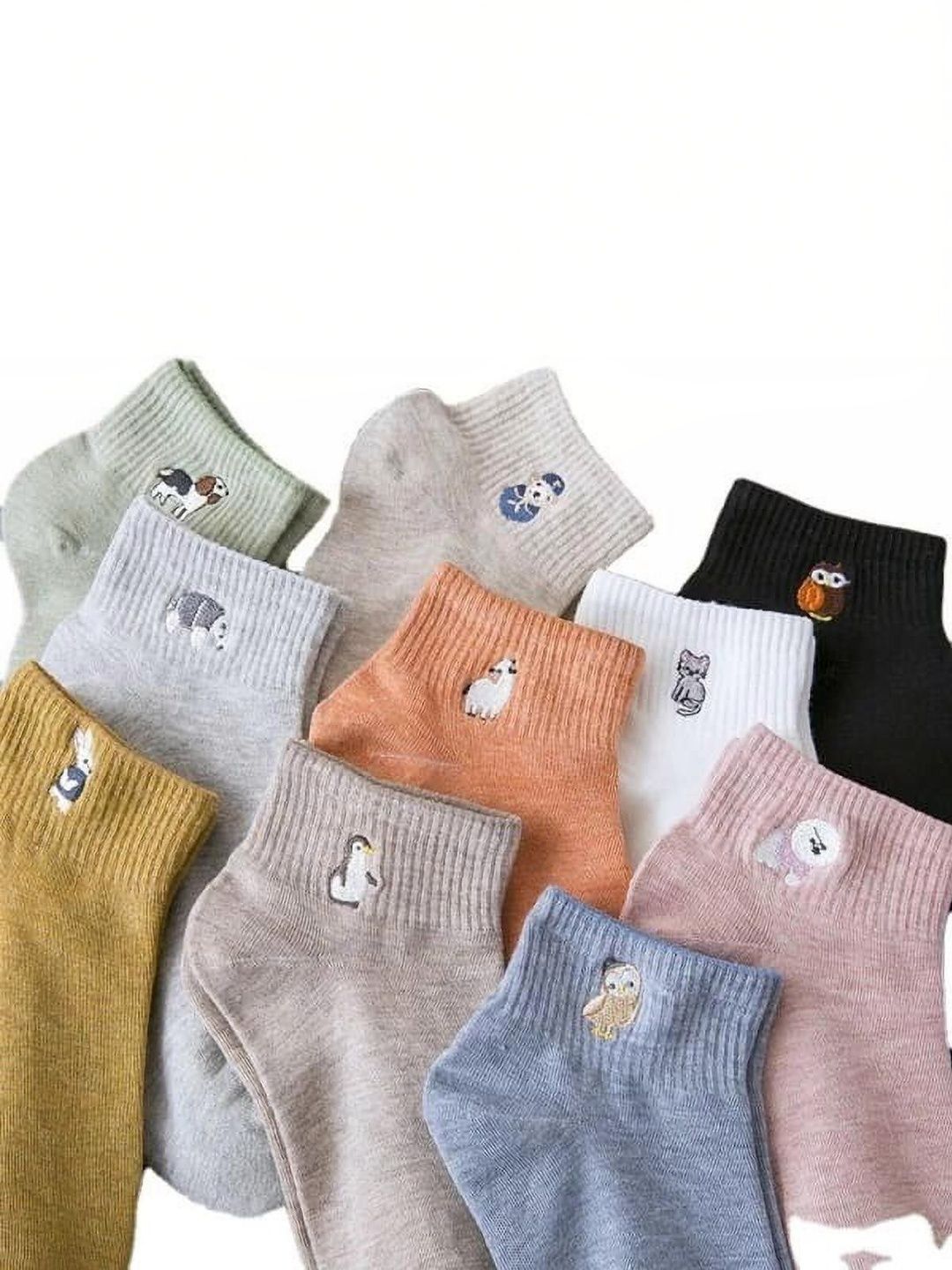 VIPUN Unisex Pack of 10 Cotton Patterned Ankle Length Socks