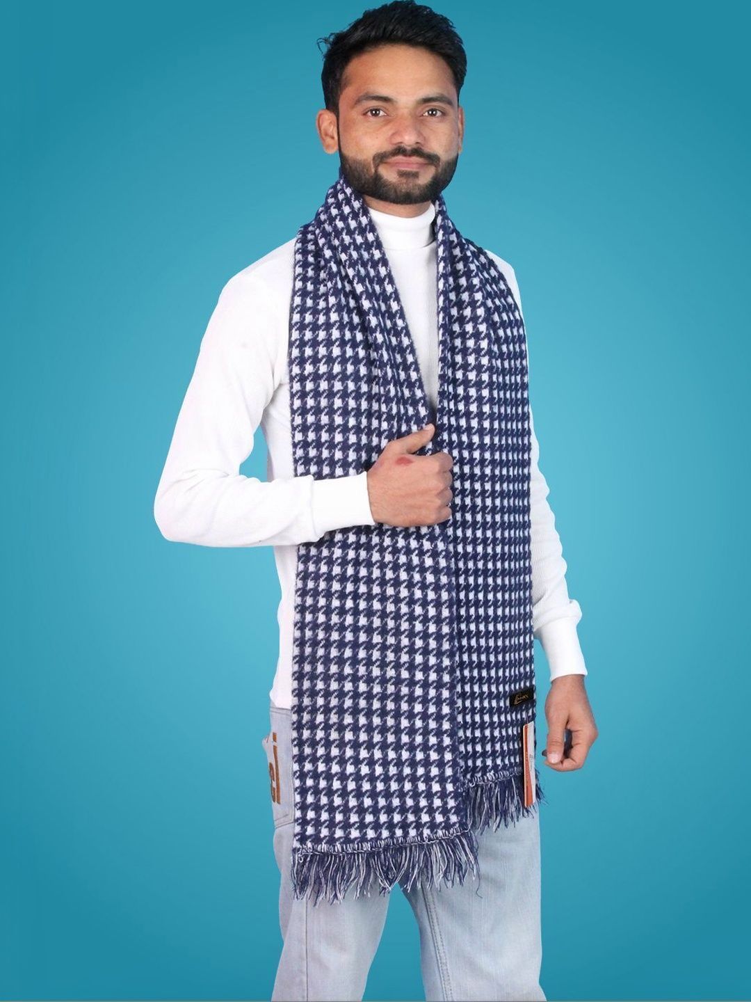 MHAX Men Checked Merino Wool Mufflers