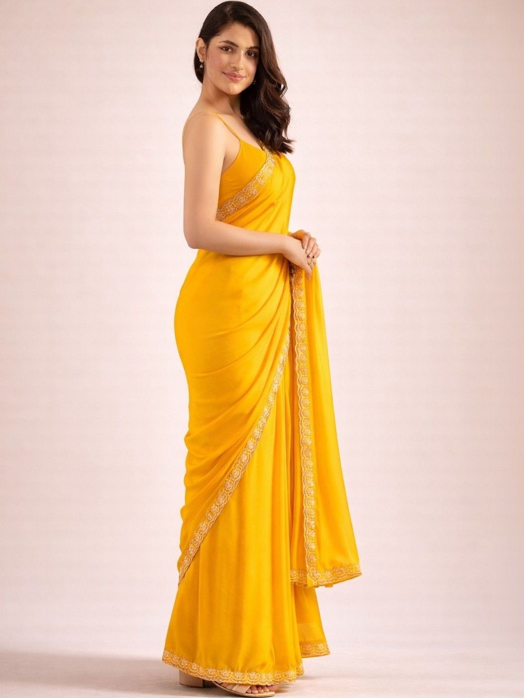 Moda Rapido Moda Rapido Embroidered Satin Saree