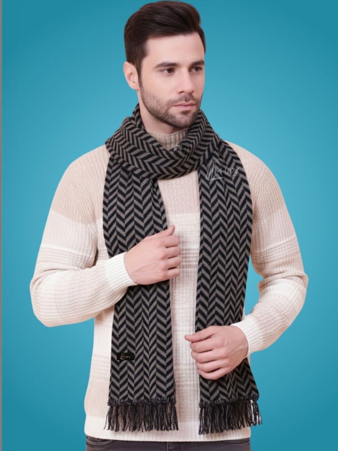 MHAX Men Patterned Merino Wool Mufflers
