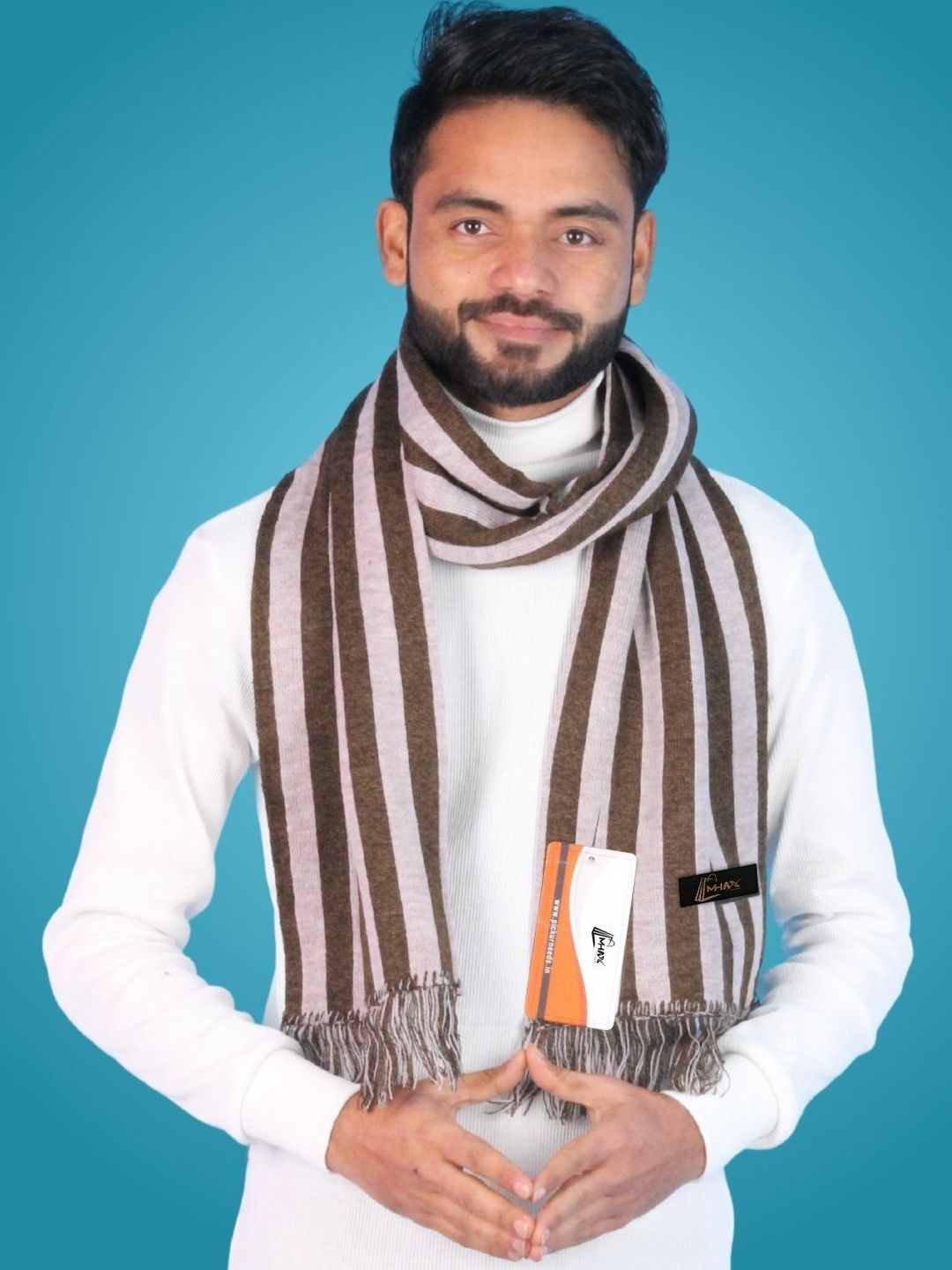 MHAX Men Striped Merino Wool Mufflers