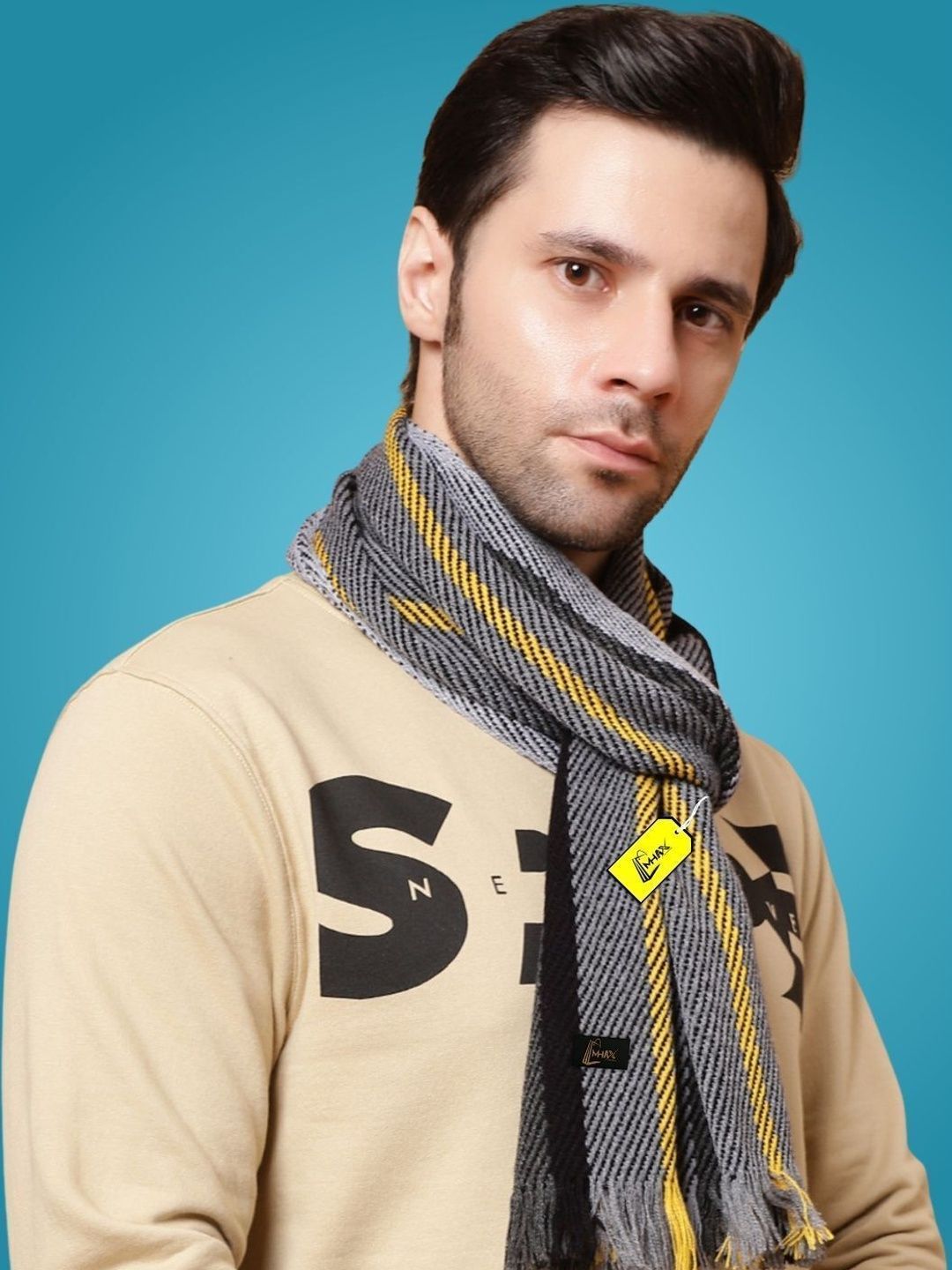 MHAX Men Striped Merino Wool Mufflers