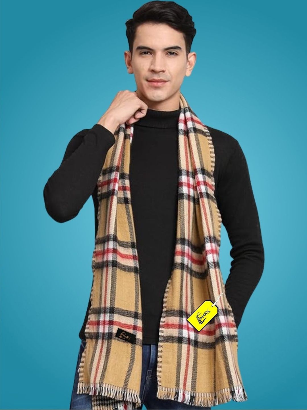MHAX Men Checked Merino Wool Mufflers