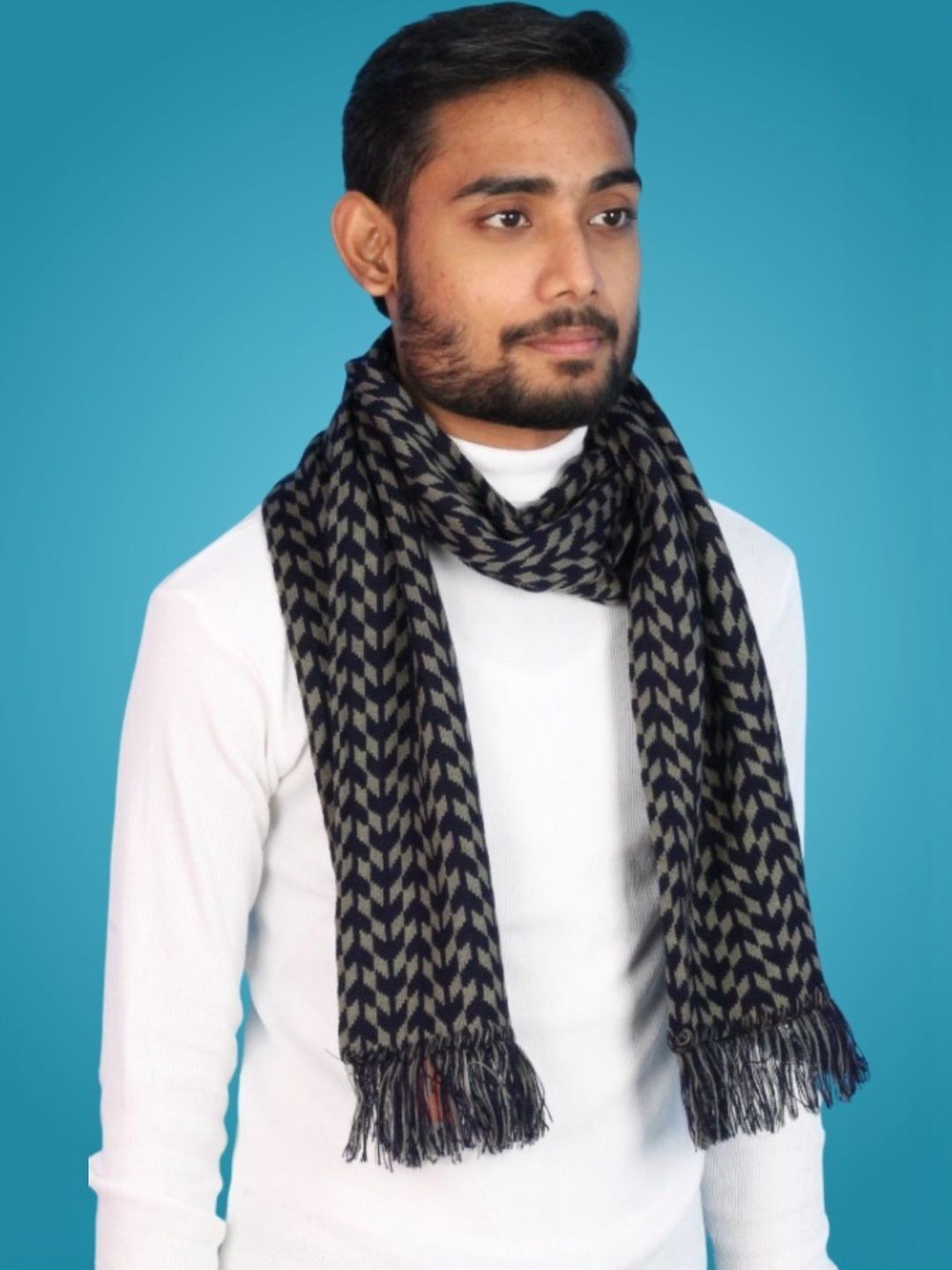 MHAX Men Patterned Merino Wool Mufflers
