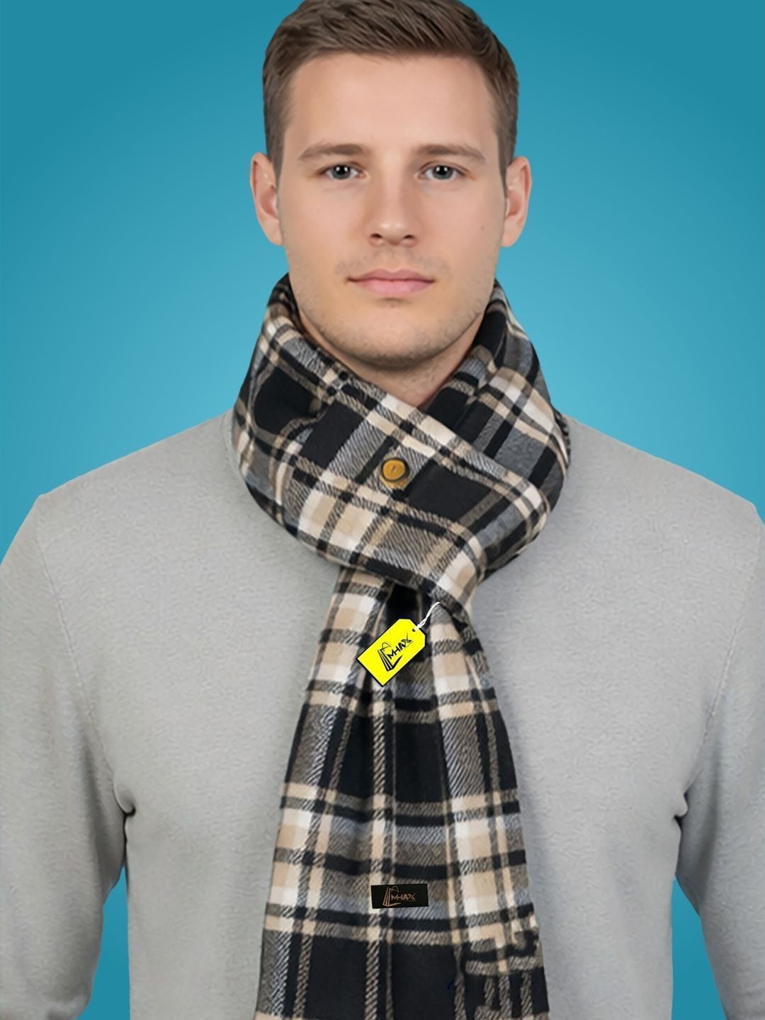 MHAX Men Checked Merino Wool Mufflers