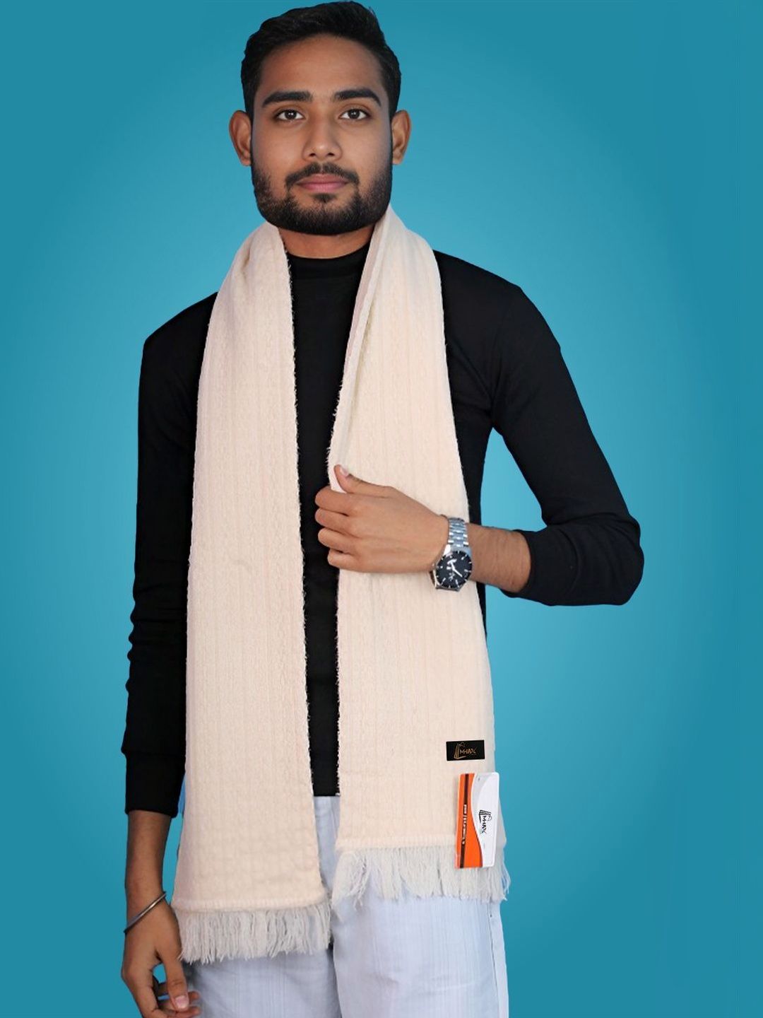 MHAX Men Ribbed Merino Wool Mufflers