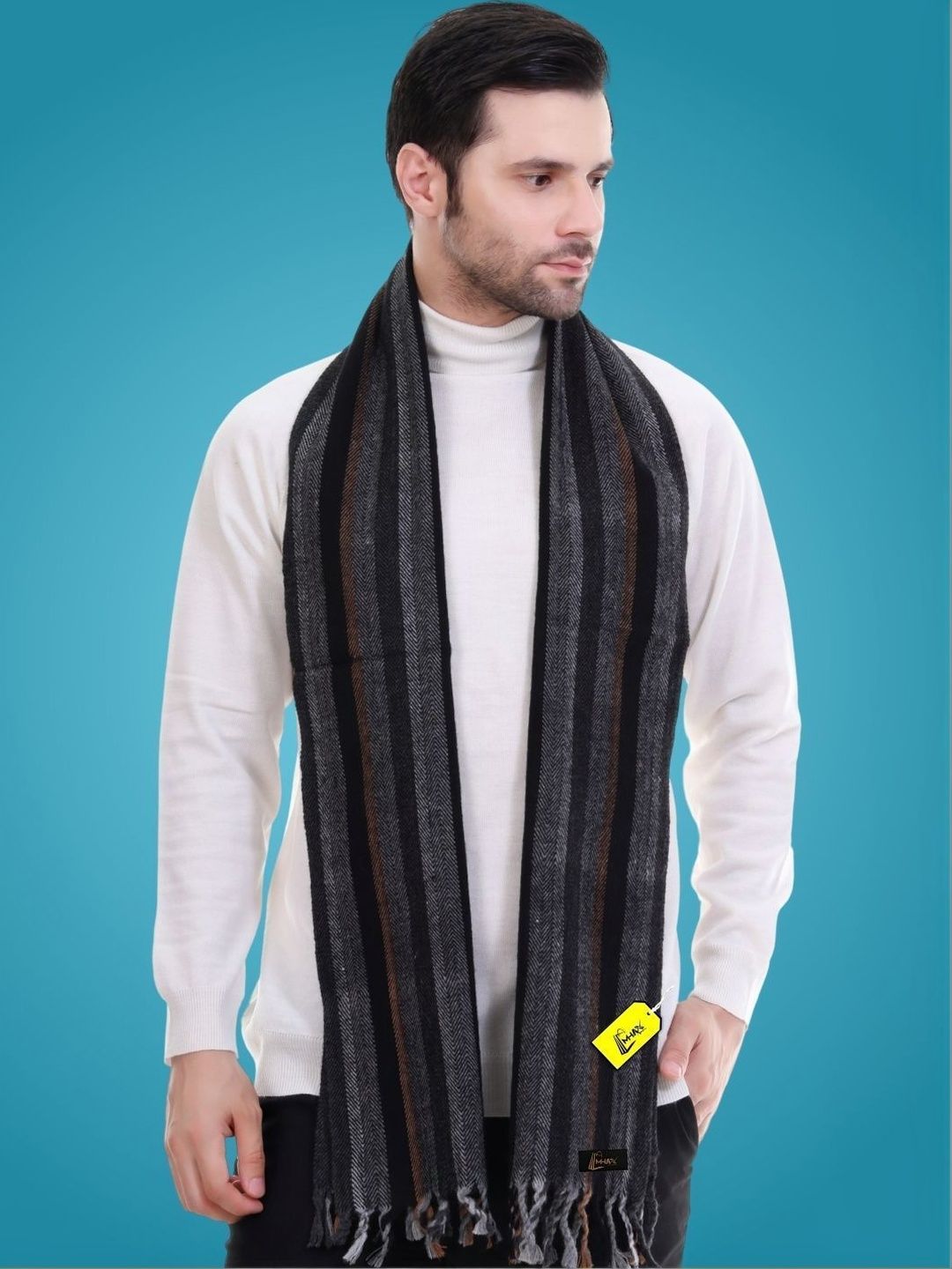 MHAX Men Striped Merino Wool Mufflers