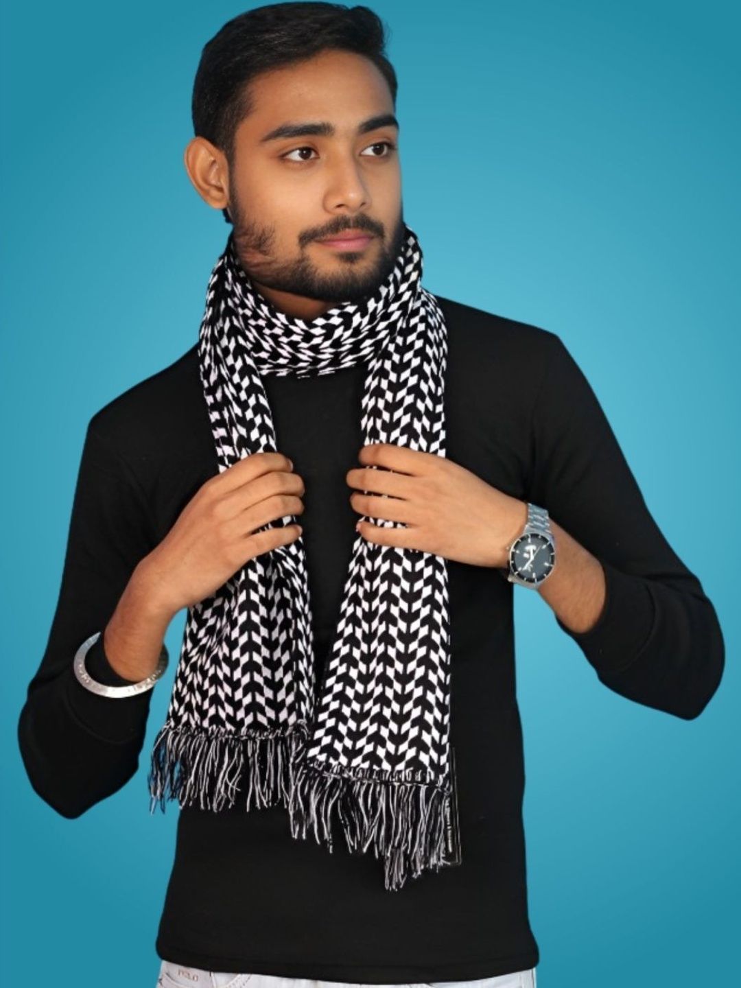 MHAX Men Patterned Merino Wool Mufflers