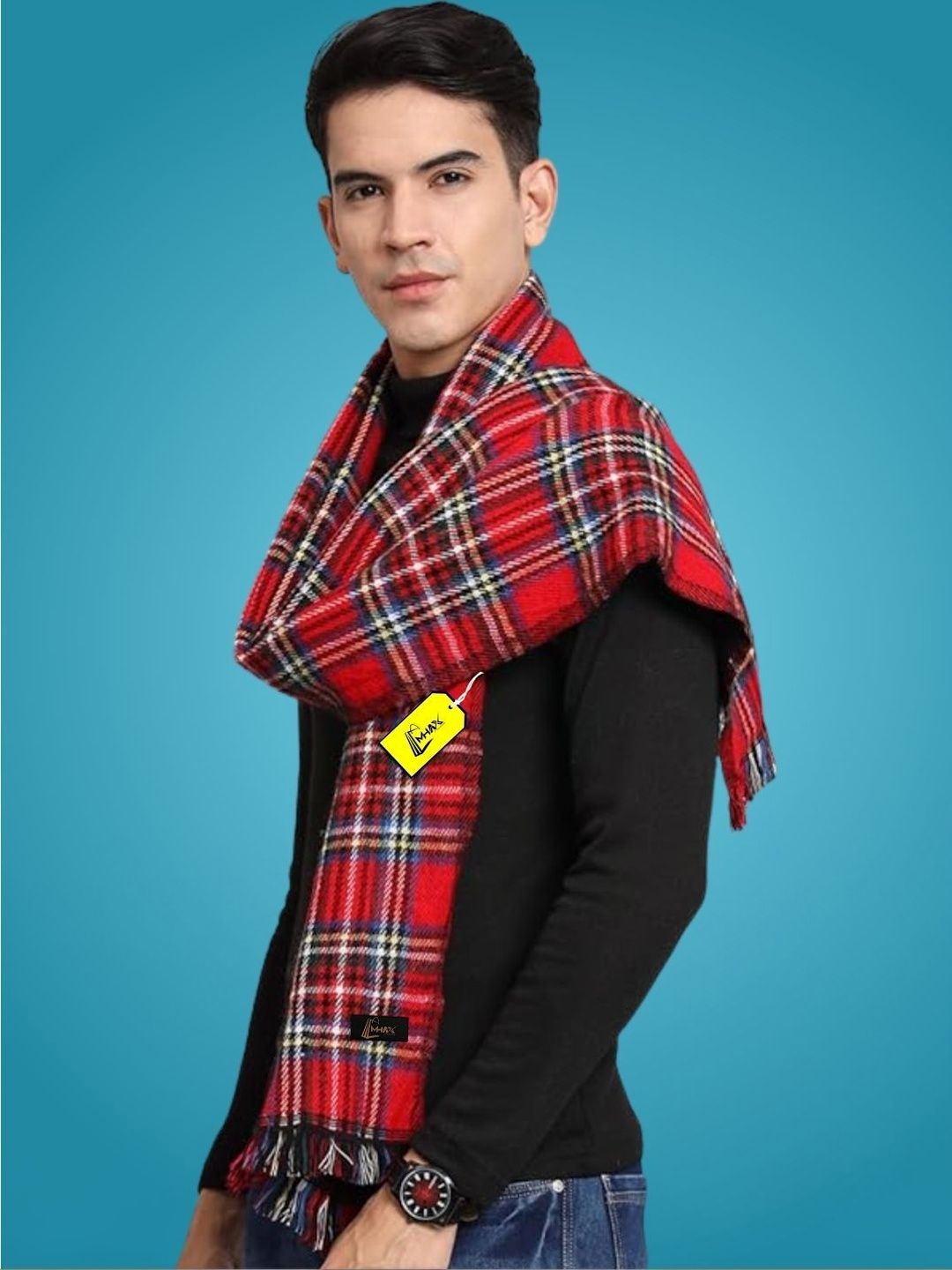 MHAX Men Checked Merino Wool Mufflers