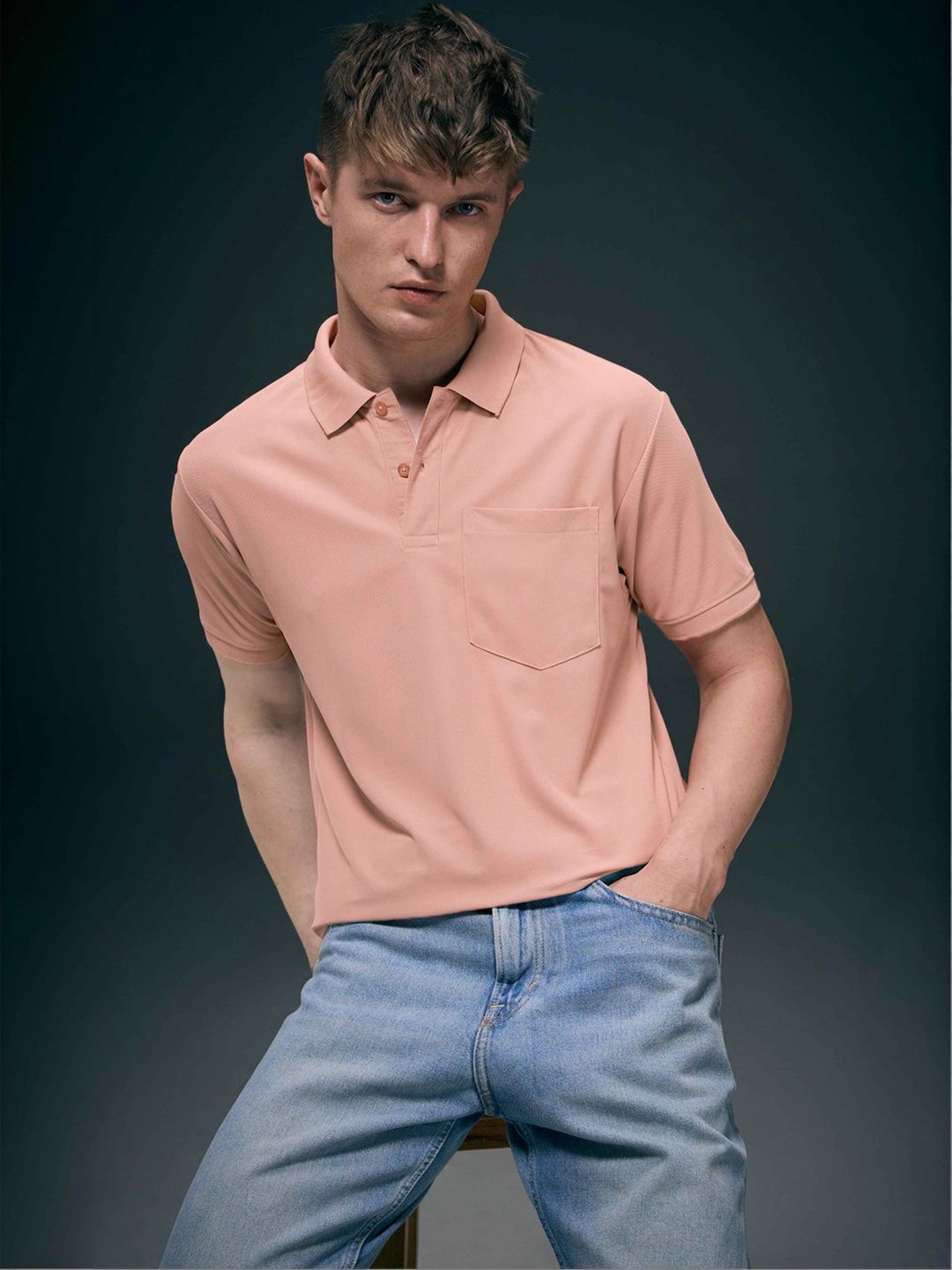 MAXZONE Men Polo Collar Pockets T-shirt