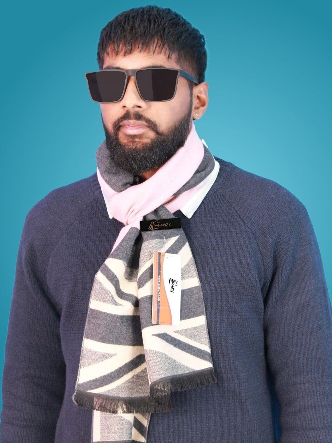 MHAX Men Patterned Merino Wool Mufflers