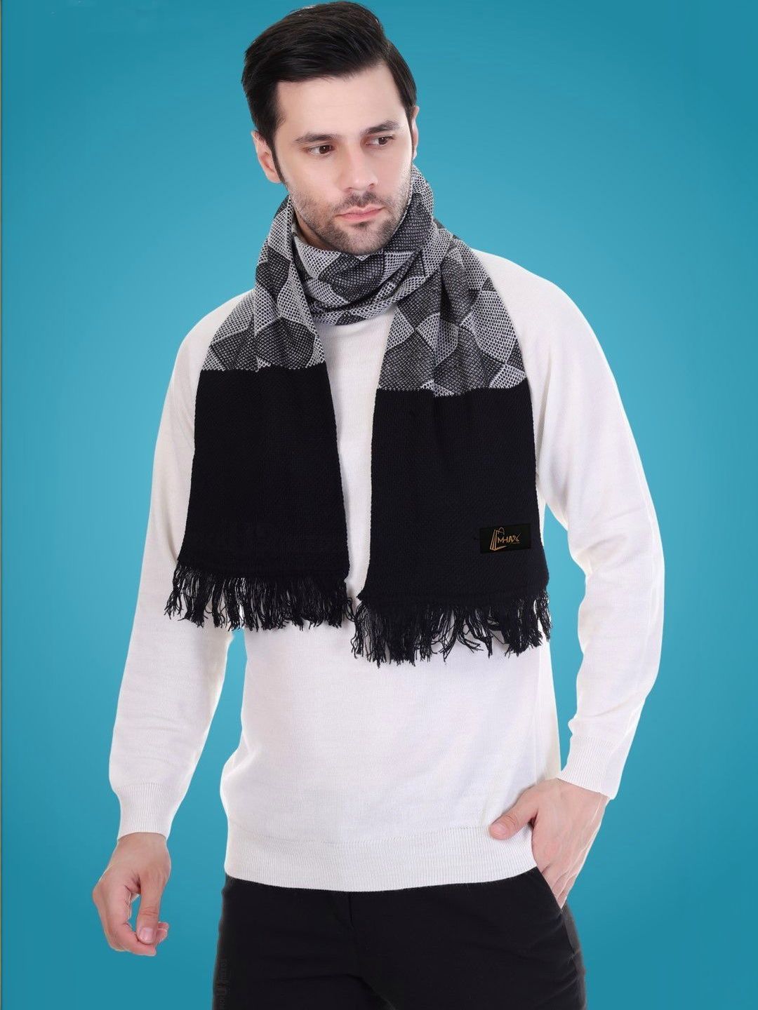 MHAX Men Patterned Merino Wool Mufflers